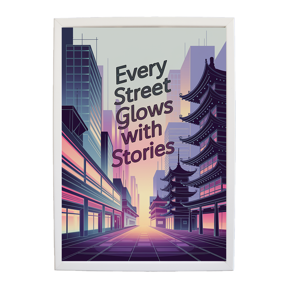 Pastel Cyber Metropolis - Soft Glow Cityscape Print