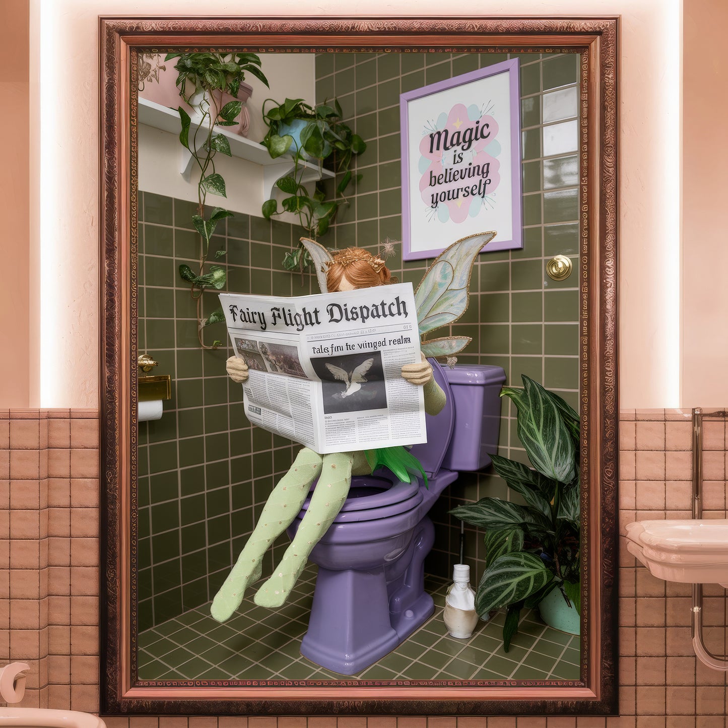 ✨ The Lavender Loo Fairy – Bathroom Critter Print ✨