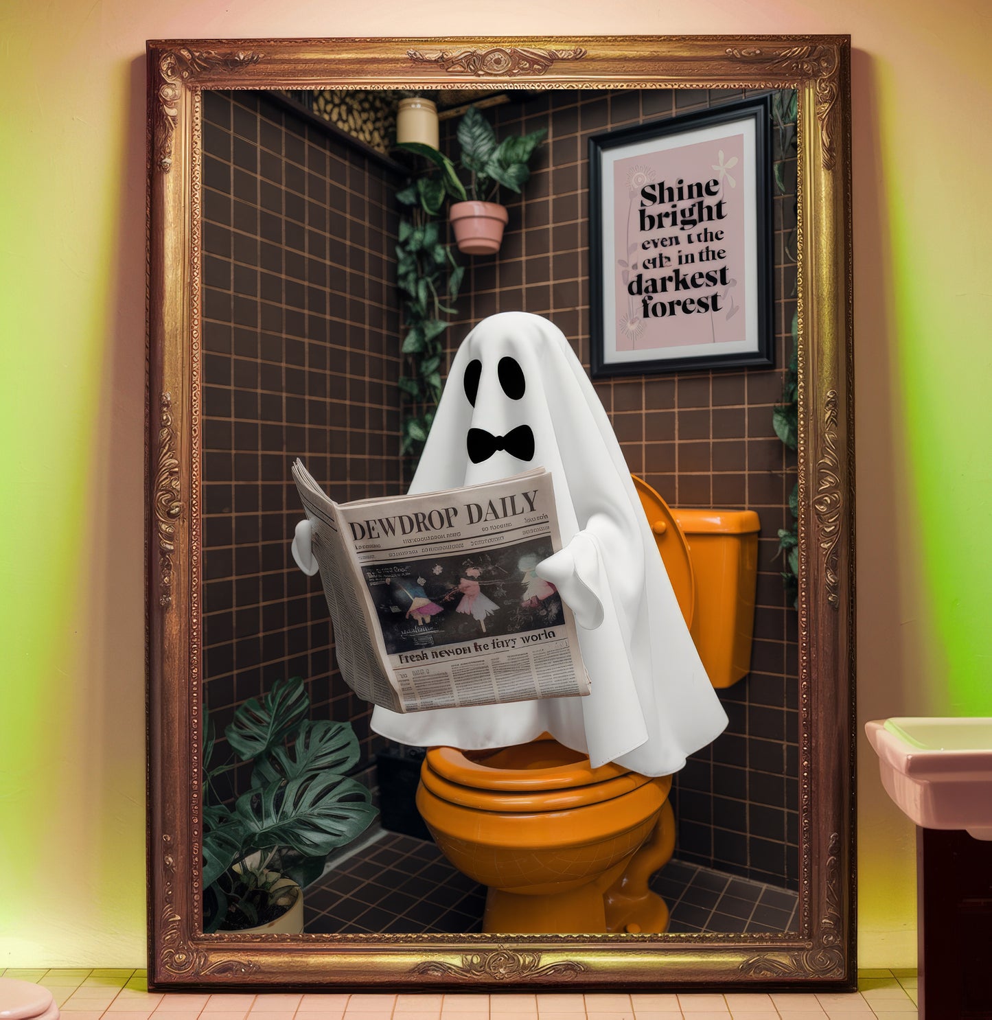 The Vintage Bowtie Phantom – Bathroom Ghost Print
