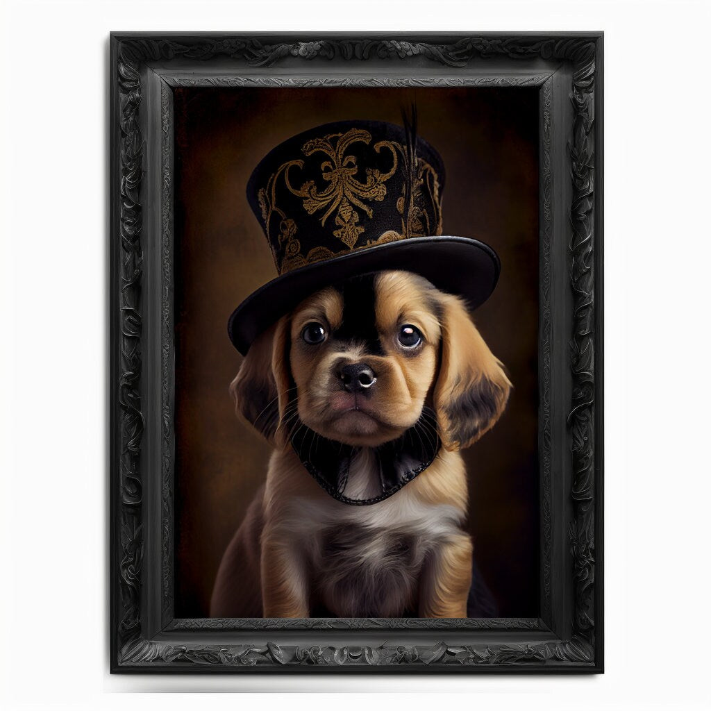 Puppy Wall Art Print, Animal Lover Vintage Regal Dog Art Print Poster Renaissance. Victorian Puppy Portrait, Royal Painting Home Pet Gift - Wall Art Poster Print
