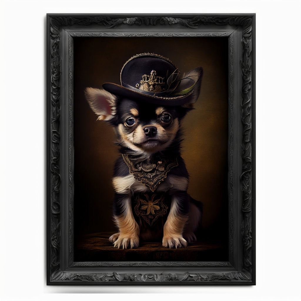 Puppy Wall Art Print, Animal Lover Vintage Regal Dog Art Print Poster Renaissance. Victorian Puppy Portrait, Royal Painting Home Pet Gift - Wall Art Poster Print