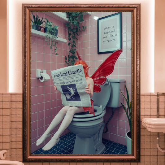 🔥 The Fiery-Winged Fairy – Bathroom Critter Print 🔥
