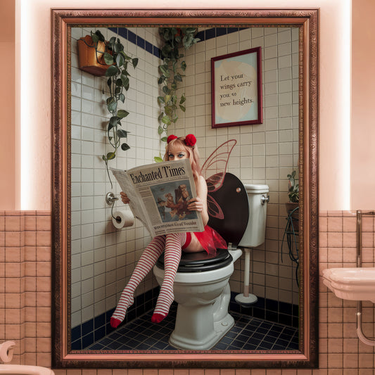 🍒 The Enchanted Rose Fairy – Bathroom Critter Print 🍒