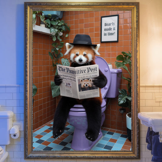 The Pawsitive Post – Red Panda Bathroom Critter Art Print