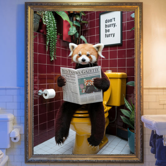 The Red Panda Gazette – Red Panda Bathroom Critter Art Print
