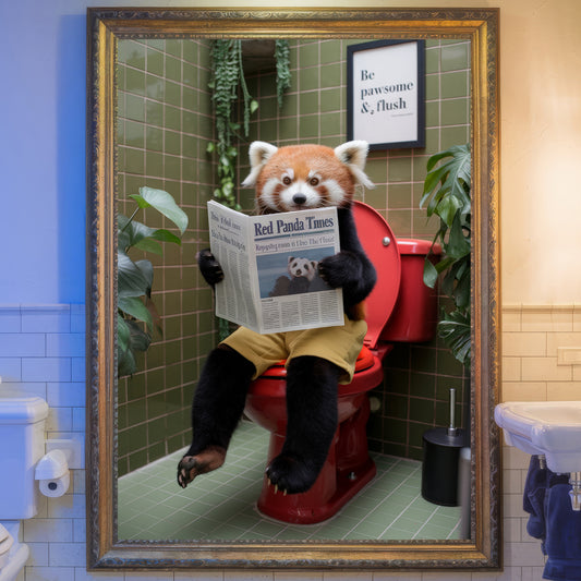 The Red Panda Times – Red Panda Bathroom Critter Art Print