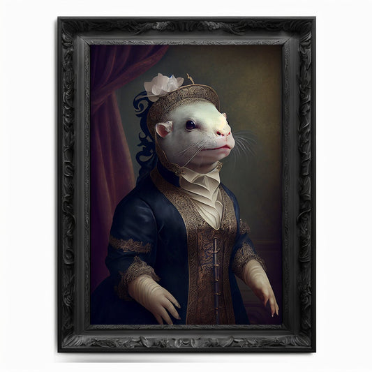 Axolotl Wall Art Print,  Animal Lover Vintage Regal Axolotl Art Poster Renaissance. Victorian Axolotl Portrait, Royal Painting Home Gift